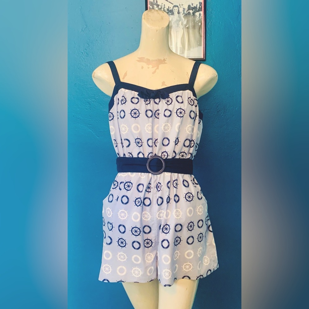 Anthropologie Mermaid Label Nautical Romper